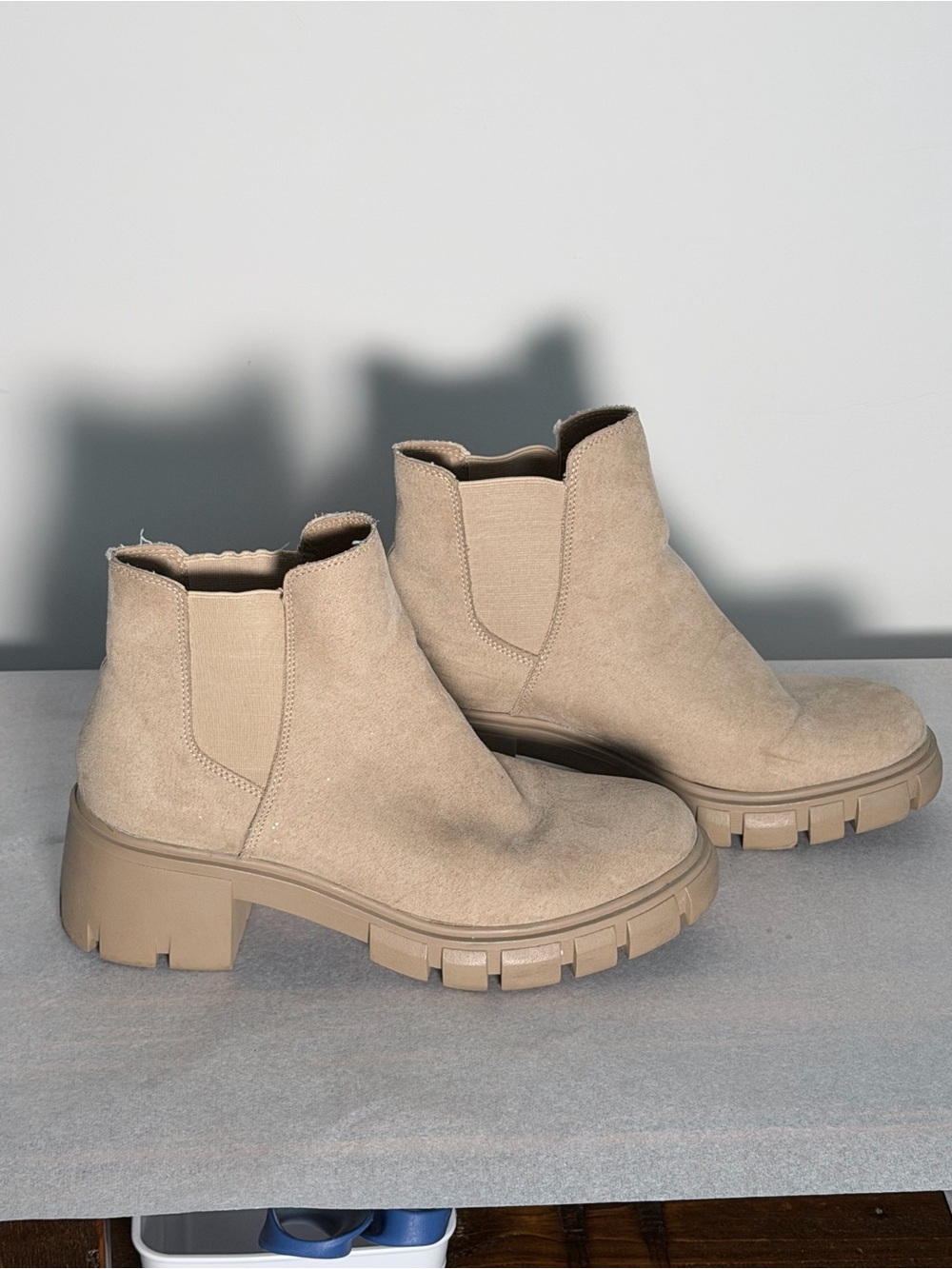 Madden Girl Taupe Chunky Chelsea Booties - Picture 5 of 9